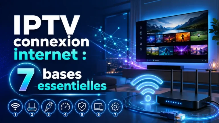 IPTV connexion internet avec routeur Wi-Fi, câble Ethernet et télévision connectée pour une diffusion stable