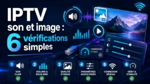 IPTV son et image avec 6 vérifications simples pour améliorer le son, la qualité d’image, les paramètres audio vidéo et la stabilité réseau