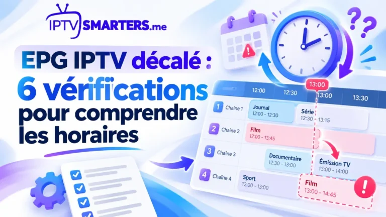 EPG IPTV décalé avec grille des programmes, horloge et horaires incorrects