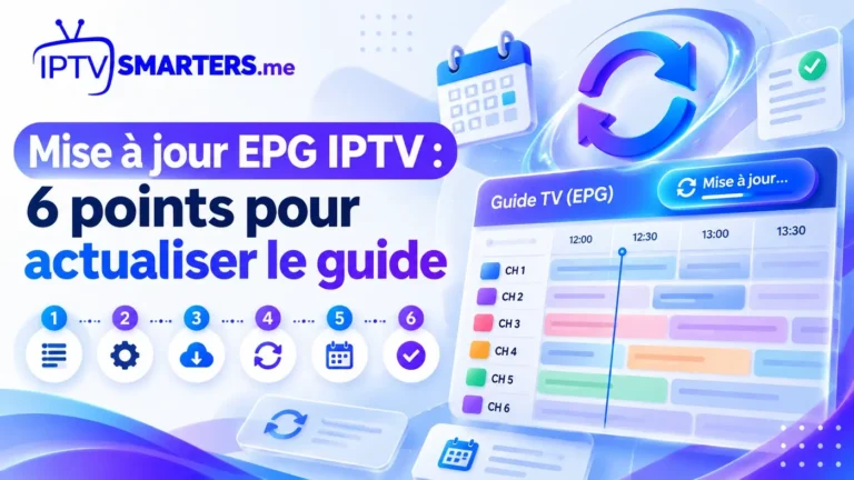 Mise à jour EPG IPTV avec guide des programmes et 6 points pour actualiser les horaires